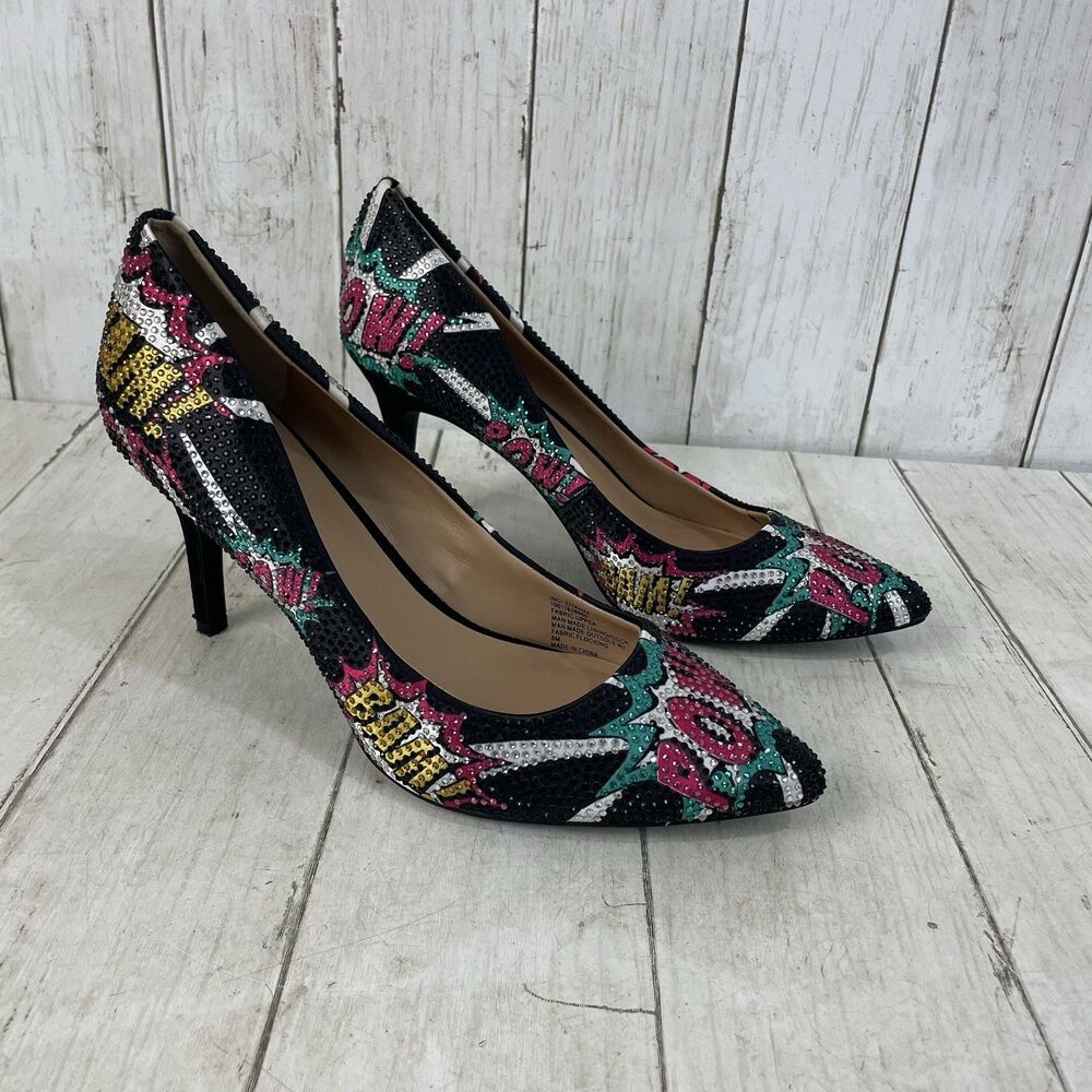 INC International Concepts Zitah Embellished Pointed Toe Pumps Sz 8 POW! Wham!